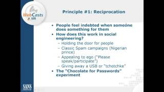 SANS Webcast: Top Methods Pen Testers use to Social Engineer their way in.