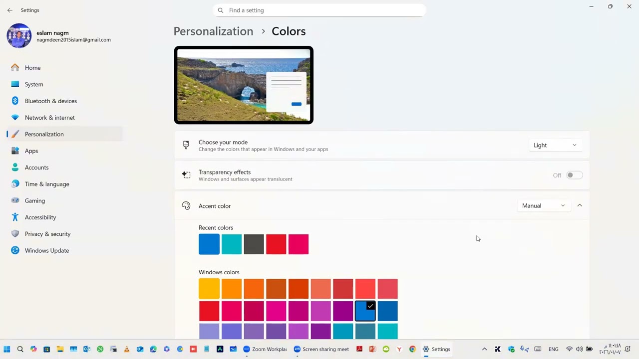 How to change mode to Dark or Light modes in windows 11