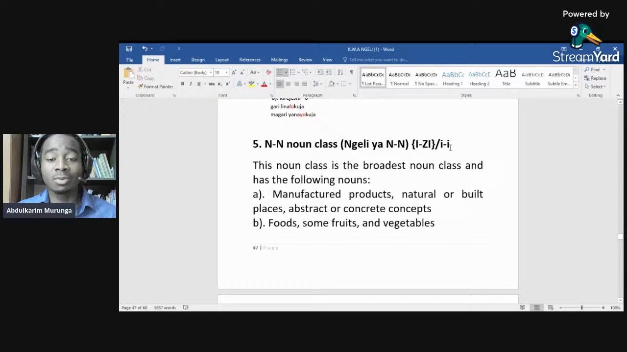 Swahili Grammar  lesson [ N-N Noun class] NGELI YA I-ZI