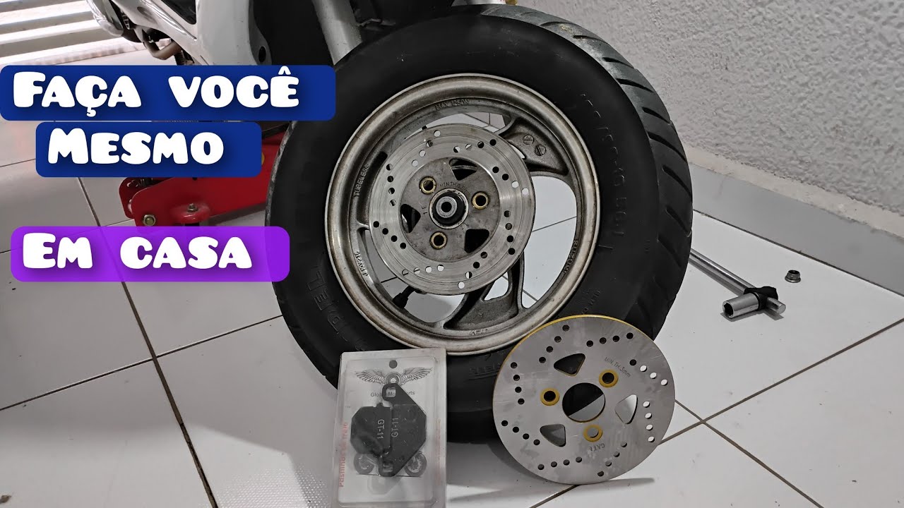 Como trocar DISCO, PASTILHA E FLUÍDO DE FREIO da Suzuki Burgman.(Passo a passo)