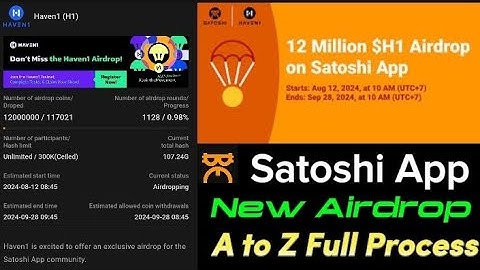 Satoshi App New Haven1 (H1) Airdrop 😋😋 Register Now | How to join A to Z full process..