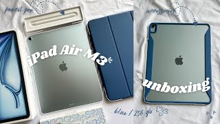 unboxing do iPad Air M3 13 azul Apple Pencil Pro acessorios