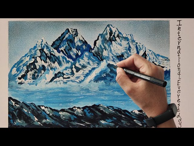 Outline steep mountain range illustration. Everest black panorama sketch  with outdoors rocky cliffs in vector snow 6554382 Vector Art at Vecteezy