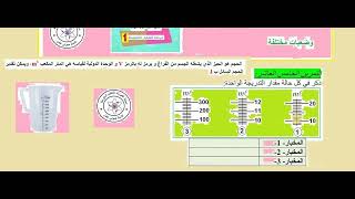 وضعية 2 تعيين حجم سائل بواسطة اناء مدرج  للسنة الأولى  ميدان الماة و تحولاتها  متوسط الجيل الثاني