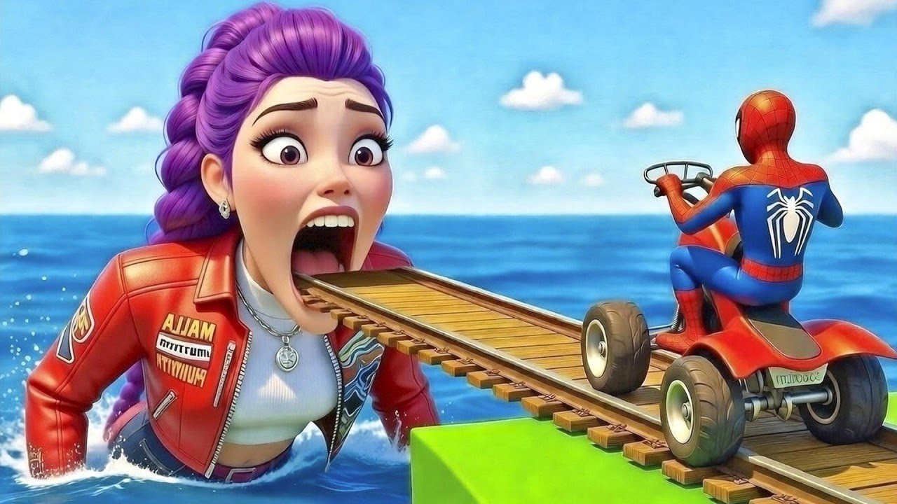 SPIDER MAN against POOR RUMI 😈 on Motorcycle in RAINBOW SPIDERS BRIDGE GTA MULTIVERSE