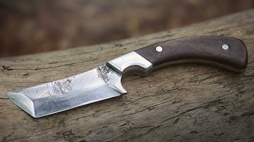 Making a tanto knife from rusty lawn mower blade part 2