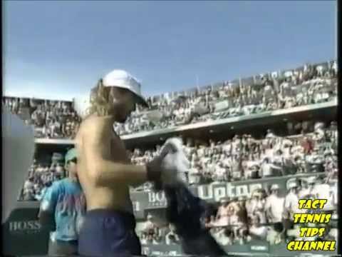 agassi takes off shirt and throws it to crowd instructions