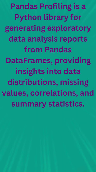 Data Analysis Reports: Pandas Profiling - YouTube