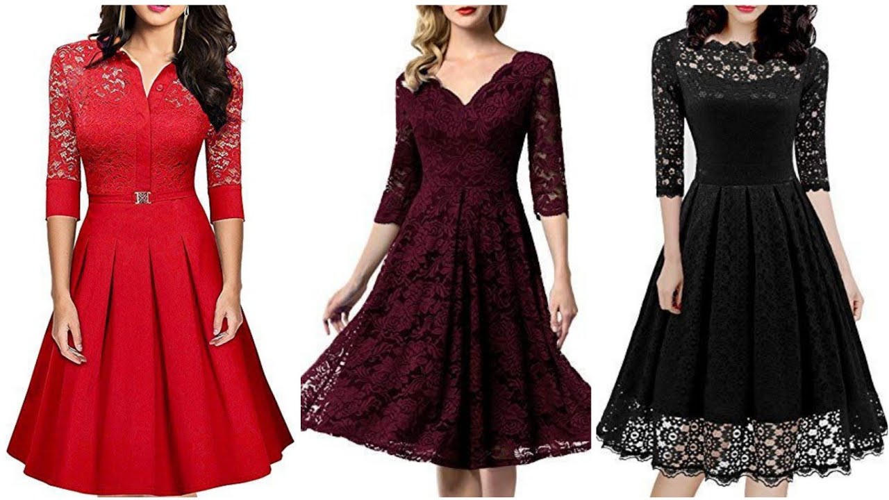 Attractive and amazing lace fabric and sequence party wear dresses ...