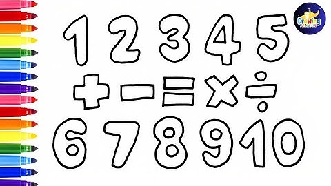 Teken en kleur de getallen en wiskundige symbolen 1️⃣ 1️⃣0️⃣ ➕➖🟰✖️➗🌈 Tekeningen voor kinderen@dib...
