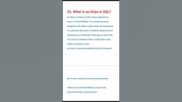 25.What is an Alias in SQL ? | #sqlinterviewquestions  #sql #databases