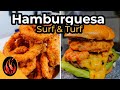 Hamburguesa Mar y Tierra | Res con Camarones Asados y Aros de Cebolla | TOQUE Y SAZON