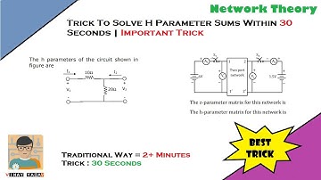 Trick to Solve H Parameter Sums | H Parameter Numerical | Two Port Network Tricks | Network Theory