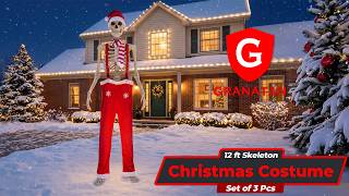 12 Ft Skeleton Christmas Outfit – Santa Costume Set by Granatan