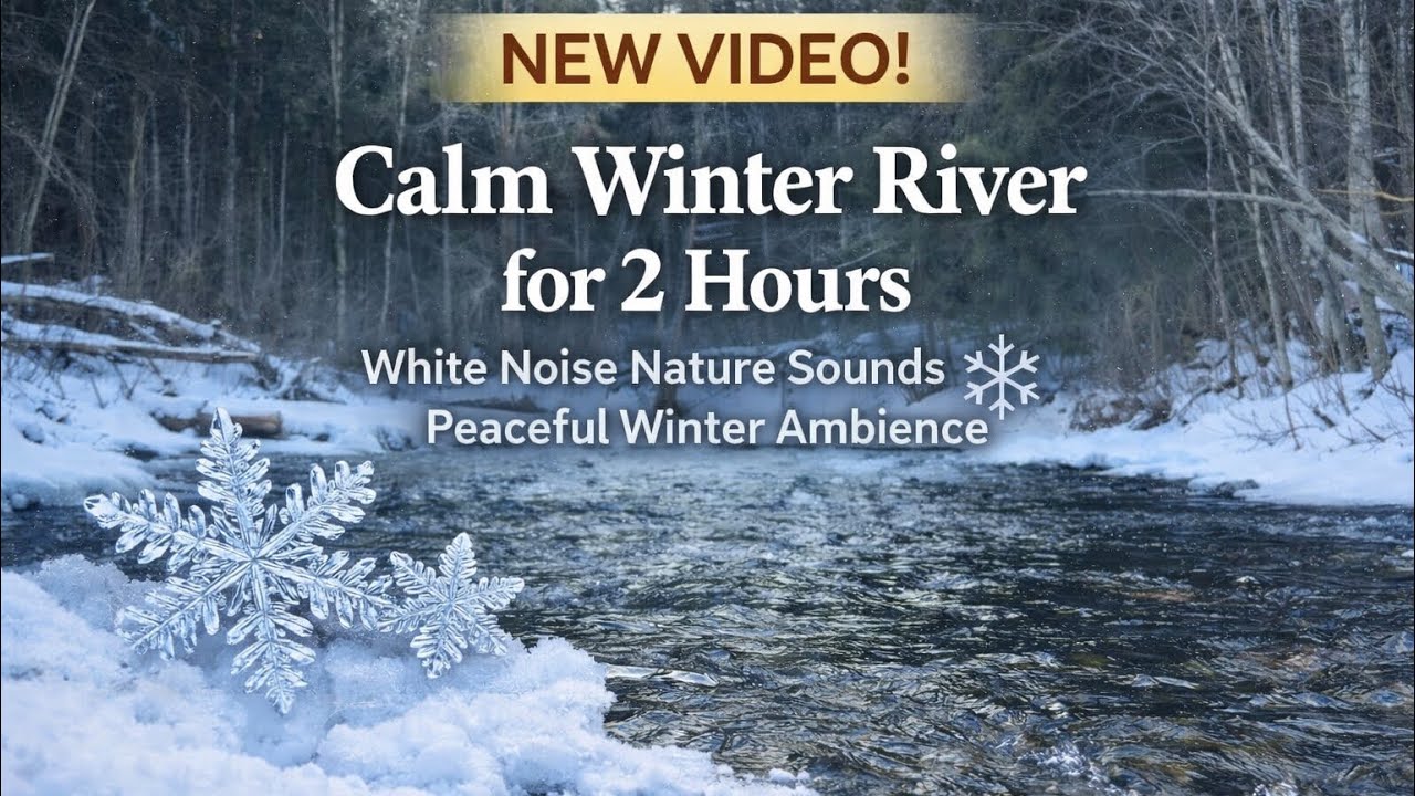 Winter River Ambience | 2 Hours• Real Flowing Water Sounds for Sleep, Study & Relaxation