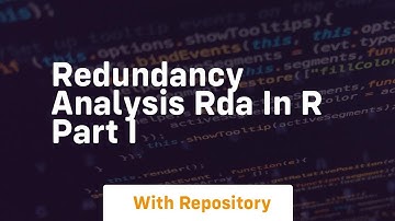 redundancy analysis rda in r part i