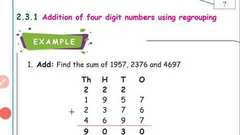 4th std maths - Unit 2 - Numbers - Addition of Four digit numbers