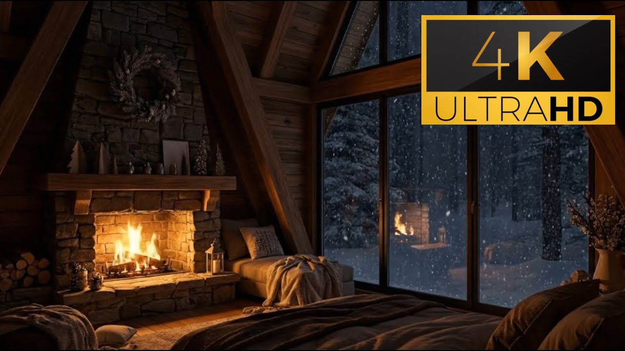Cozy Fireplace Ambience in 4K  || Relaxing, Sleep, Study & Recovery