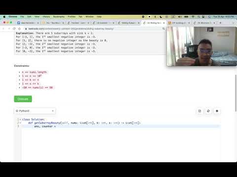 Leetcode 2653. Sliding Subarray Beauty (Full explanation and live coding)