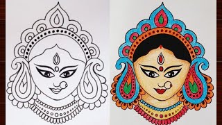 How To Draw Maa Durga Face|| Easy Line Drawing For Beggeiner's || CreativityStudio.