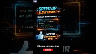 Python Threading in 8 Seconds ⚡ Speed Up Slow Tasks! |Slow Python code 🐢 |Beginners Python Learning