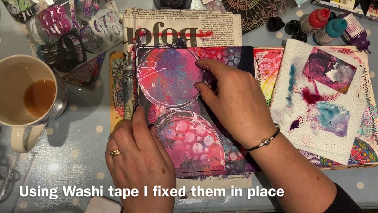 Art journal page using the Dina Wakley collage collective YouTube