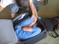 man in suitcase