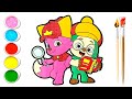 Coloring Pinkfong and Hogi || Learn Coloring for Kids
