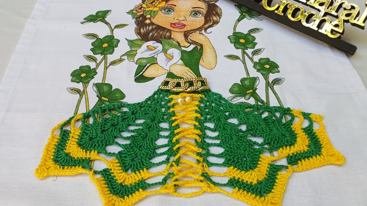 Sainha de crochê para pano de prato