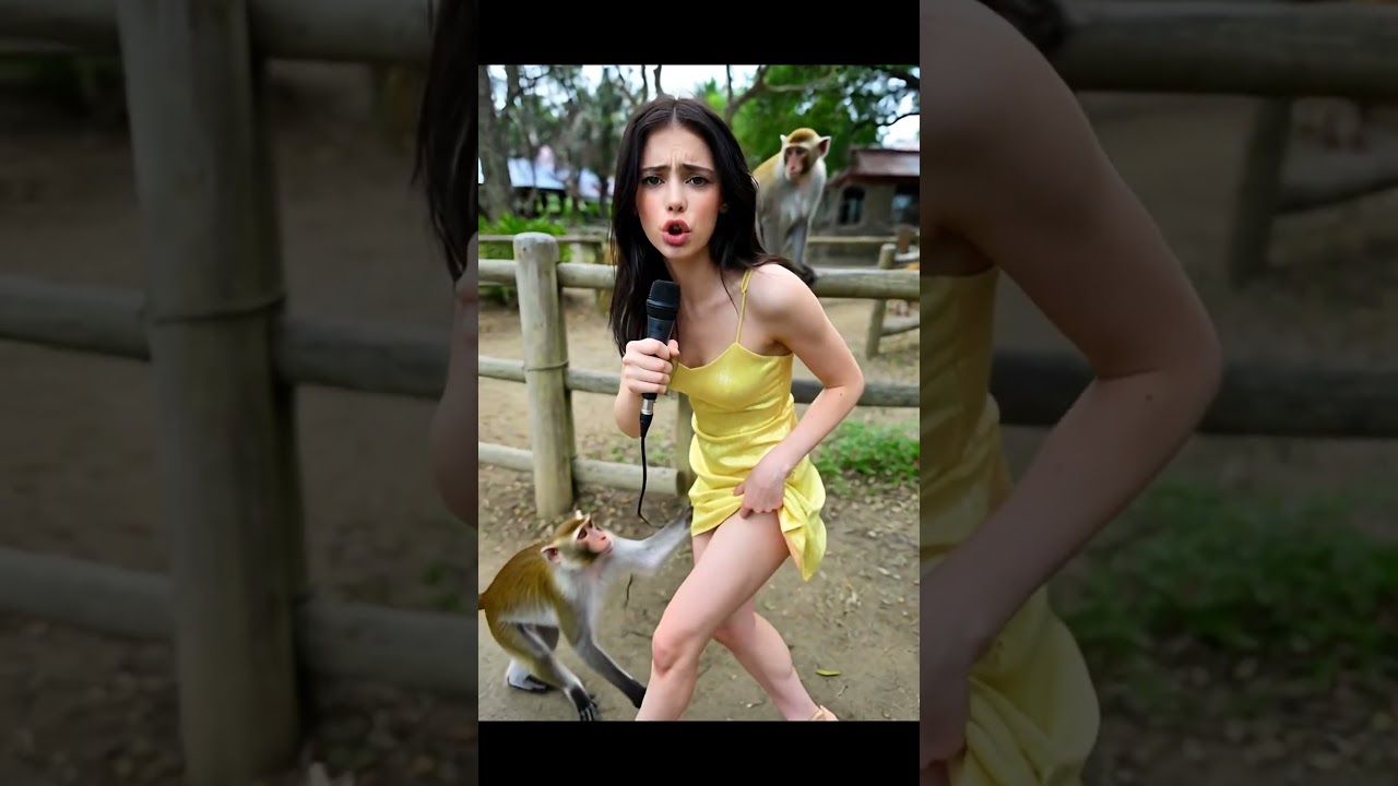 В зоопарке можно гулять с обезьянами бесплатно #зоопарк #обезьяна #девушка #смешновзоопарке #атак...