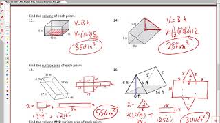 PRACTICE TEST 11 -  Angles, Area, Volume, and Surface Area