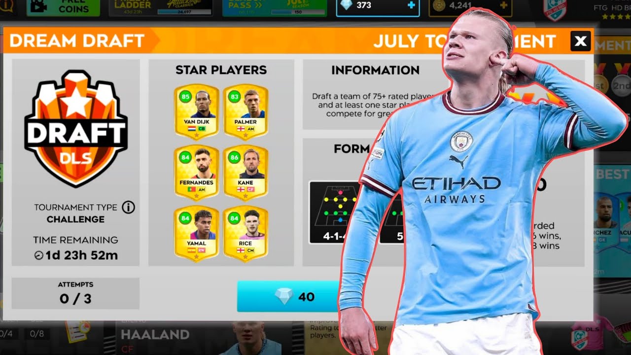 THE GREAT DREAM DRAFT WIN WIT HAALAND. IN DLS 25 F T G HD BRO .