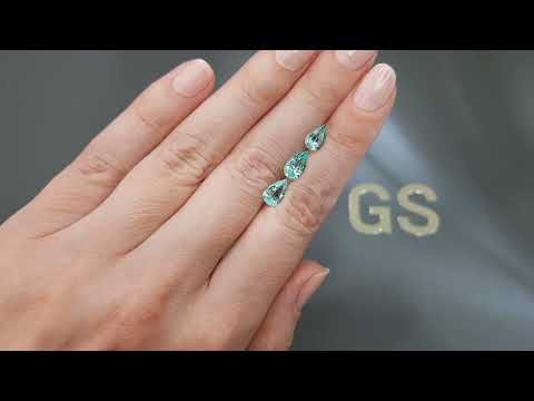 Set of Paraiba tourmalines in pear cut 2.80 carats, Mozambique Video  № 1