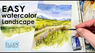 EASY watercolor Spring landscape for Beginners