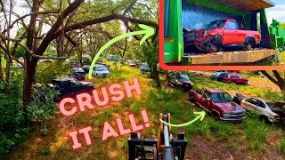 I CRUSHED Out A Tree Row Full of Cars and Trucks! (Abandoned for YEARS)