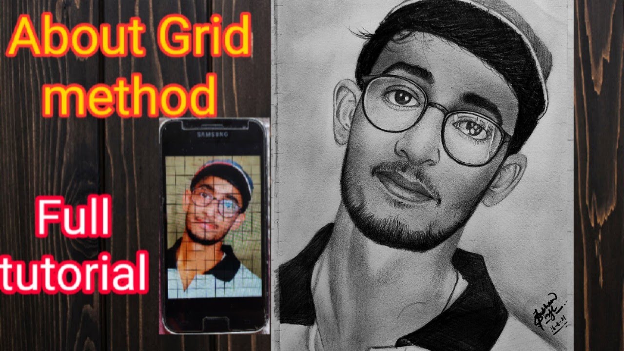 How to draw face using Grid method from mobile|Grid method drawing ...