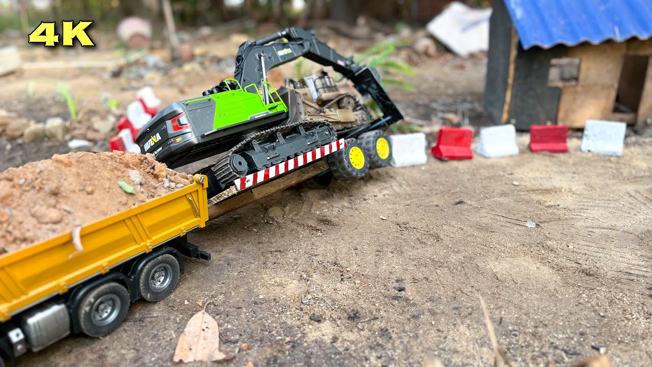 R/C #vdo50 - Roundabout construction project - Excavator 1593 scale 1:14 Bulldozers 1554 scale 1:16