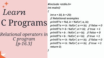 C Program Tutorial: Relational operators( ==,!= etc Operators) [part_16.3]