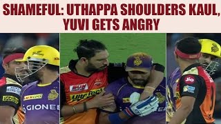 IPL 10: Robin Uthappa shoulders Siddarth Kaul, Yuvraj Singh intervenes | Oneindia News screenshot 3