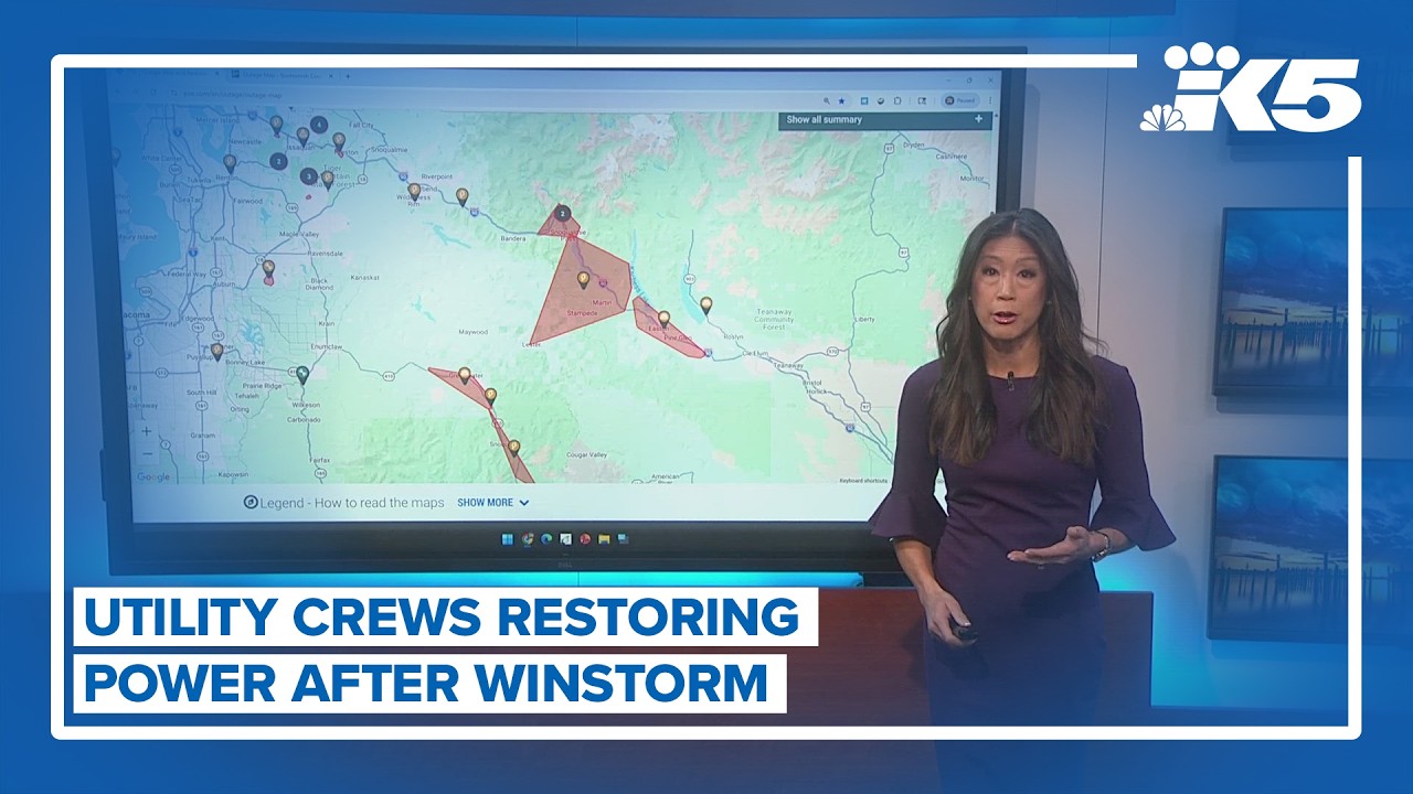 Utility crews fighting to restore power after windstorm - YouTube