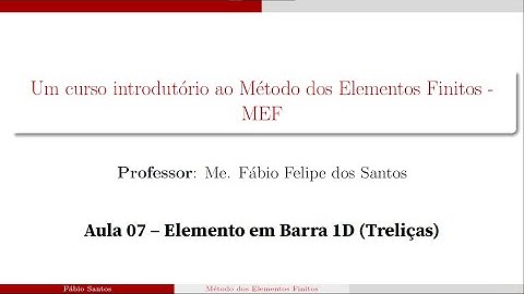 Método dos Elementos Finitos - Aula 07 - Elemento em barra (treliças) - Introdução
