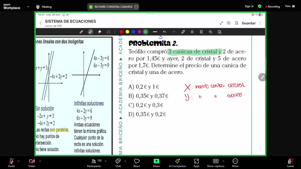 MATEMATICA - ALGEBRA: Sistema de ecuaciones