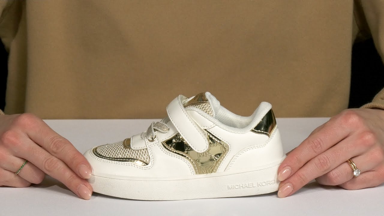 michael kors white and gold tennis shoes