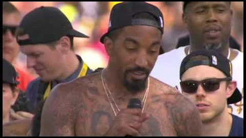 J.R. Smith talks at Cavaliers Championship Rally