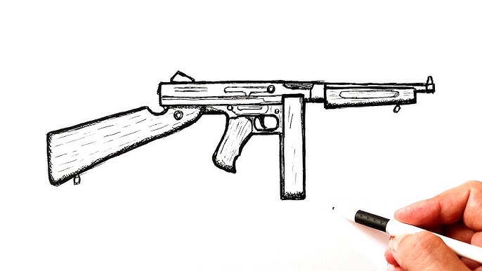 How To Draw A Machine Gun Step By Step