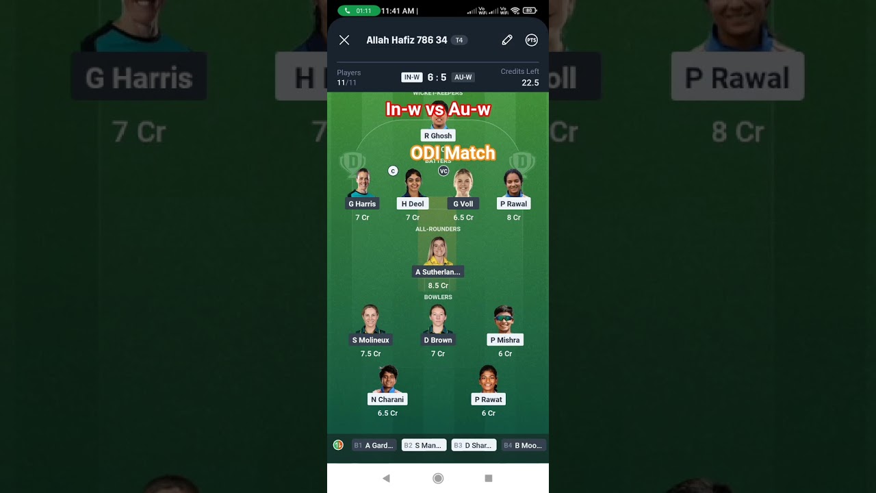 IN-W vs AU-W 1st Odi Dream11 Prediction, Ind W vs Au Women Dream11 Team, IND-W vs AUS-W Dream11 Team