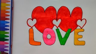 Love Yazısı Çizimi Kalpli Kolay Resim Çizimi - 14 Şubat Sevgililer Günü Resmi Çizimi