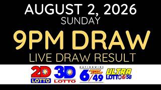 [LIVE] PCSO Lotto Result Today 9pm August 2 2026 - Ez2 Result and Swertres Result