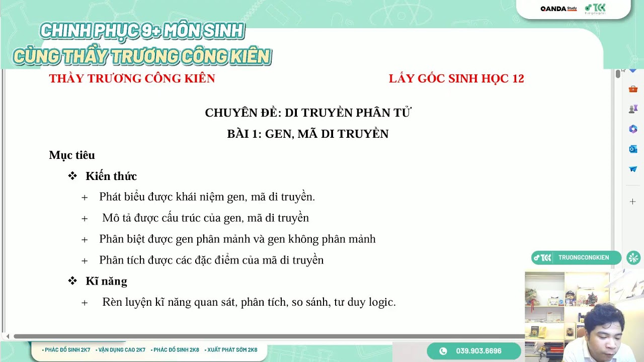 YÊU LẠI TỪ ĐẦU - BUỔI 1 NỘI DUNG : DNA - DI TRUYỀN HỌC PHÂN TỬ