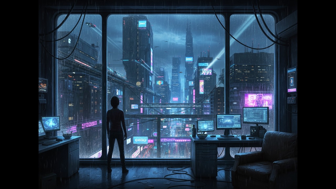 Norvelis – Artificial Nightfall – Dark Cyberpunk Ambient for Studying (1 Hour)